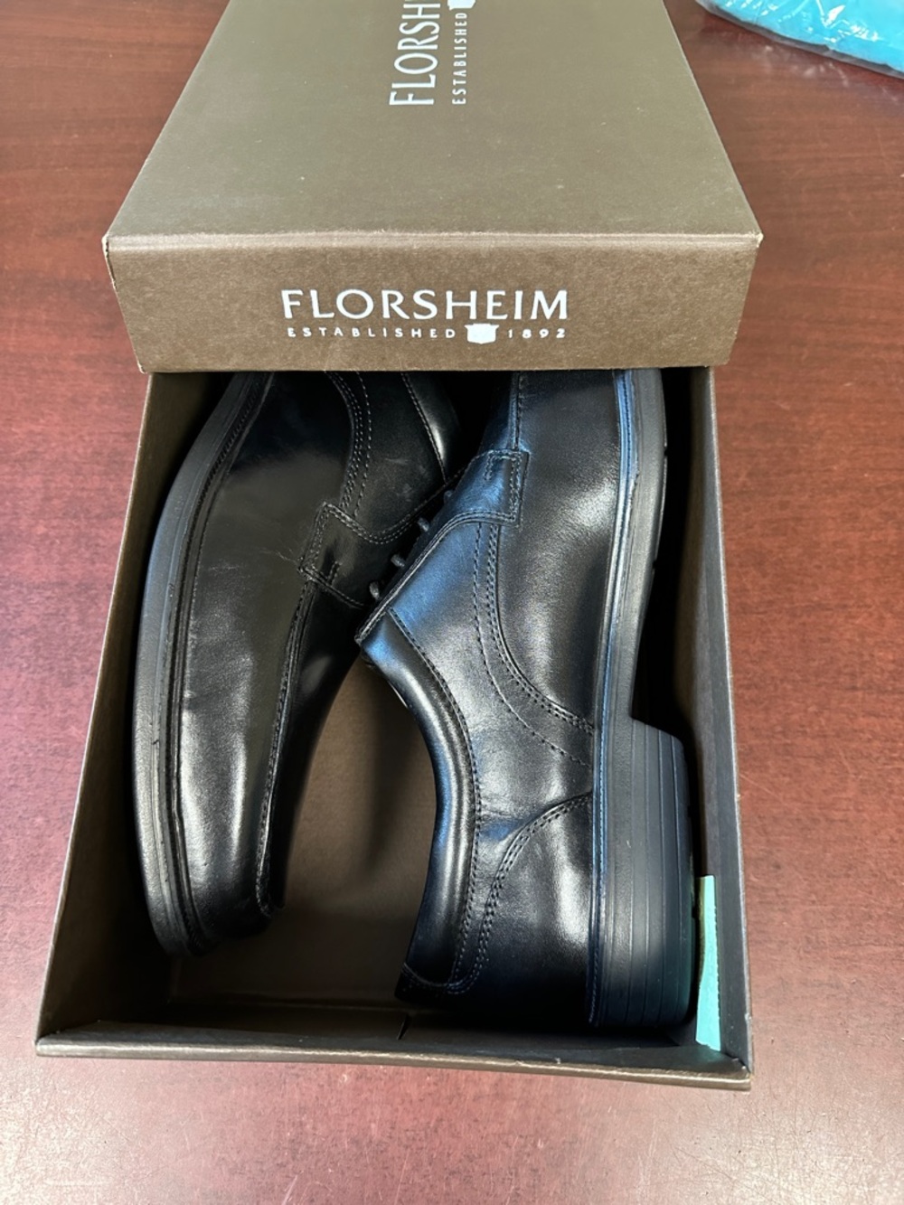 4#750, Size 13, NWT Florsheim Leather Rally Moc Ox Ii Moc Oxford Black Shoes